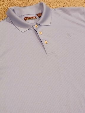 Cubavera Men's Sky Blue Pinstripe Golf Polo Mens Size XL